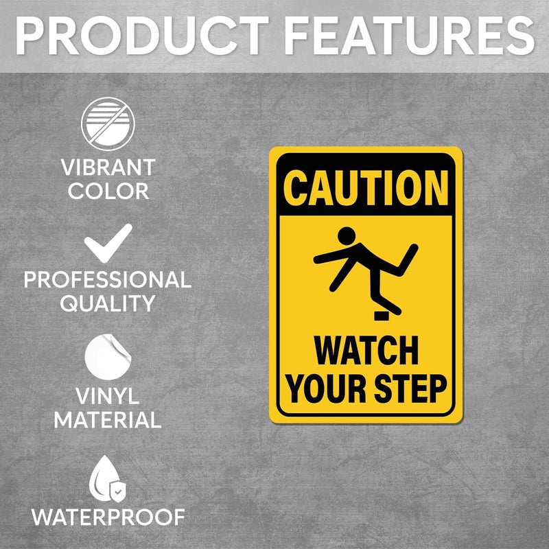 RABOWA Pack 8 Pcs Watch Your Step Sticker for Indoor Outdoor Stairs Safety Caution Warning Security Signs Window Funny Bumper Stickers Weatherproof Large Vinyl Decals Home Accessories - Image 3